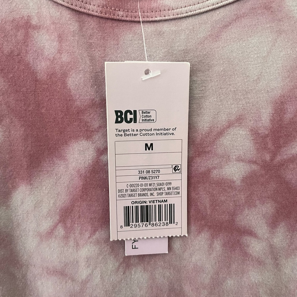 NWT Women’s Pink Tie Dye Short Sleeve Ruched Side Bodycon Dress - Picture 6 of 6